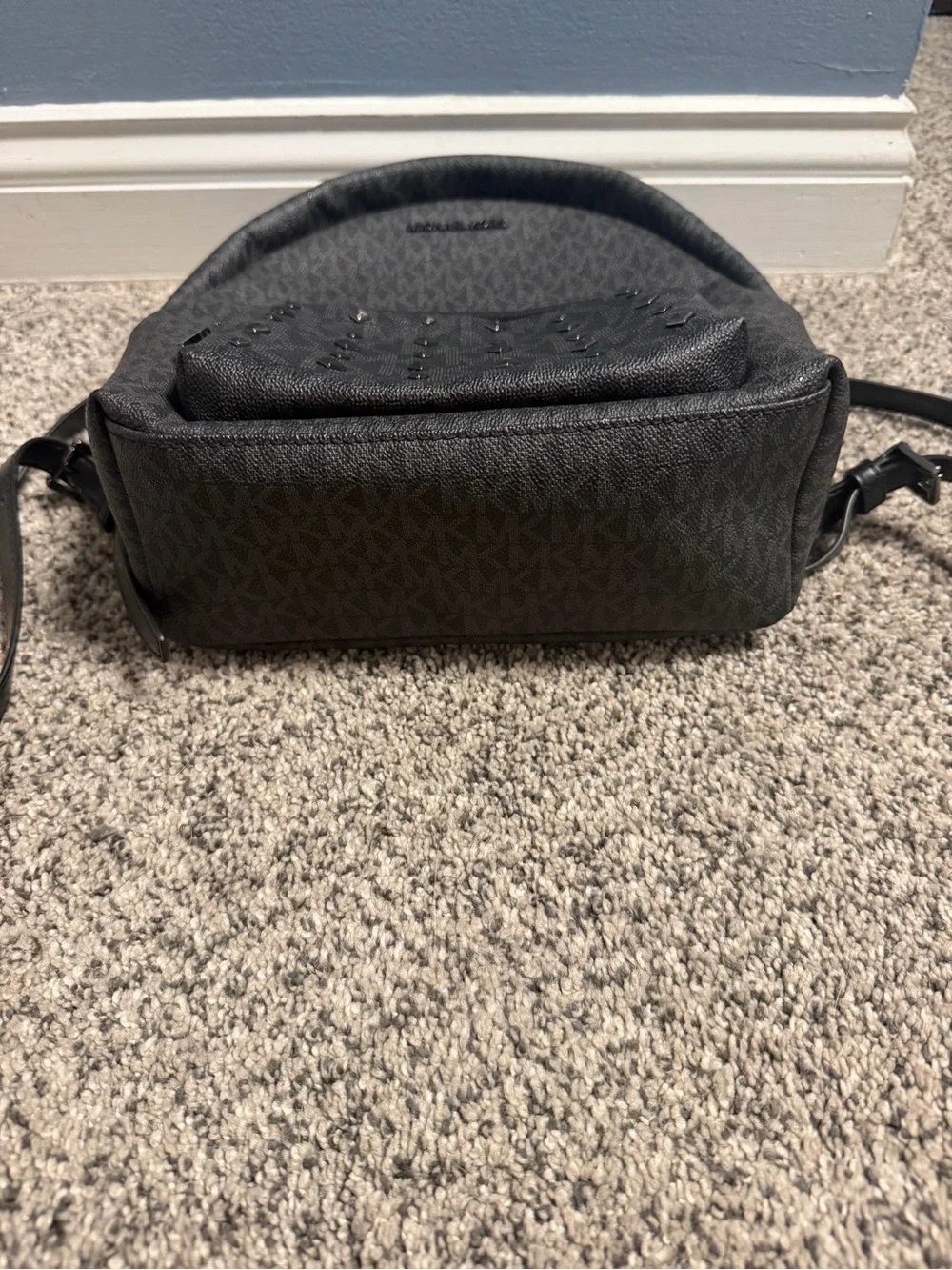Michael Kors Black Studded Backpack and Zip Wallet Set